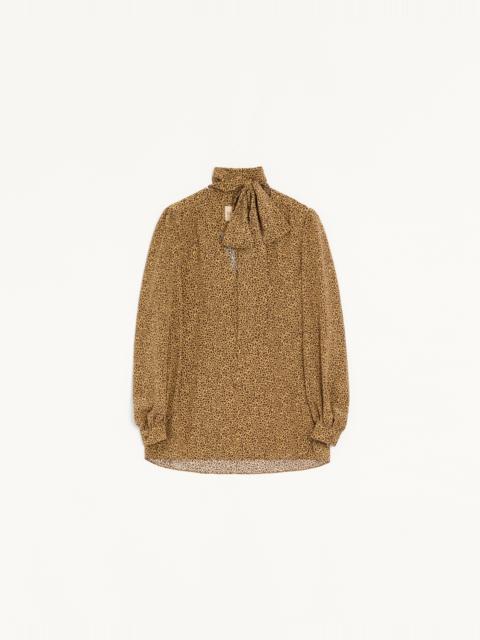 Valentino CREPE DE CHINE SHIRT WITH FAUVE ÉCLAT MICROMACULA PRINT