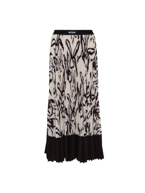 MSGM All Over Rabbits Logo Waistband Skirt