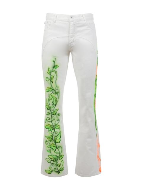 Off-White X Babybrush Flare-leg Contour Jeans White Green And Orange