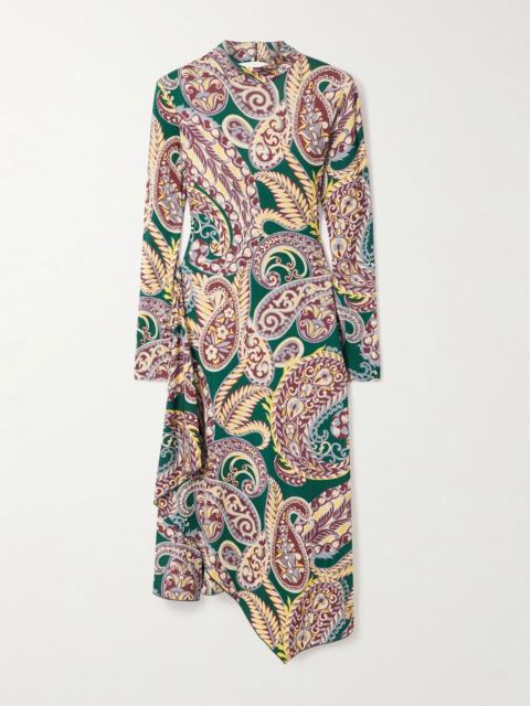 Etro Asymmetric open-back paisley-print stretch-jersey dress Multi