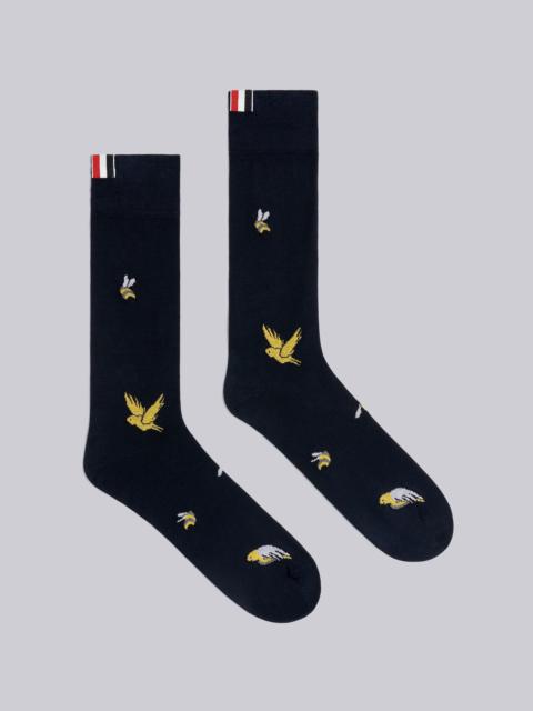 Thom Browne Mercerized Cotton Birds and Bees Mid Calf Socks