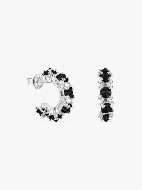 TOUS Silver Color Pills Hoop earrings with onyx