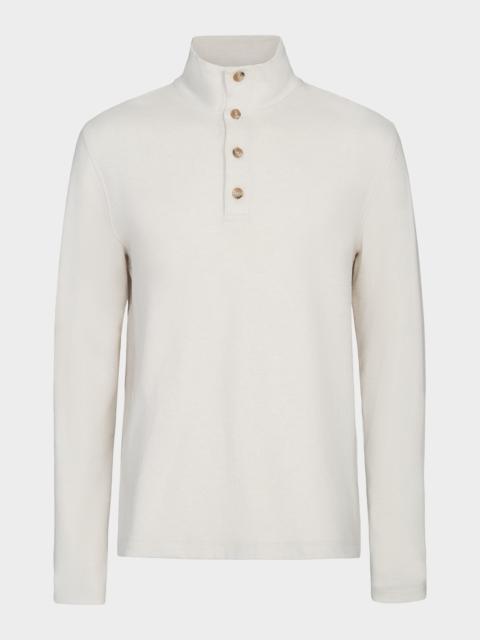 Vince Men's Cotton Four-Button Mock Neck Sweater