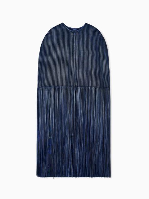 GIORGIO ARMANI NAPPA LEATHER CAPE WITH FRINGES