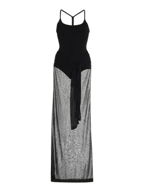 Nobo Knit-Mesh Maxi Dress black