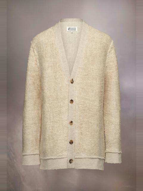 Raw woven knit cardigan