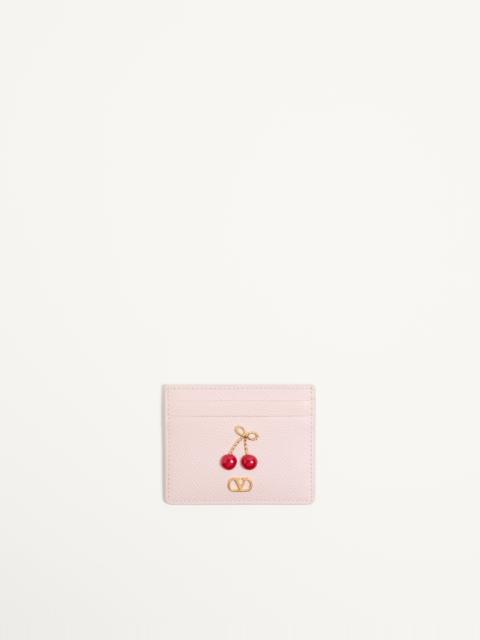 Valentino CHERRYFIC CARDHOLDER IN GRAINY CALFSKIN
