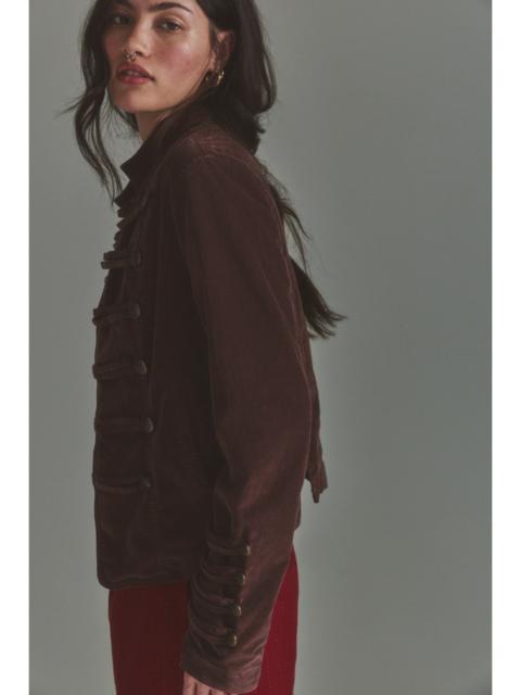 FREE PEOPLE Fitted Velvet Military Jacket