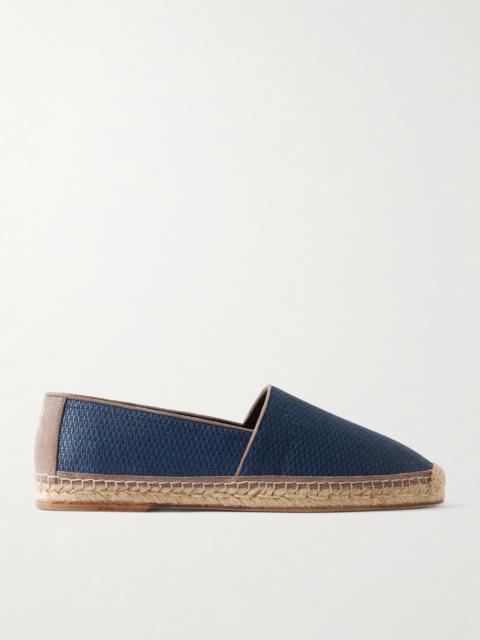 Brunello Cucinelli Suede-Trimmed Raffia Espadrilles