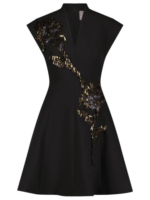 LELA ROSE Fishing Lures Embroidered Mini Dress