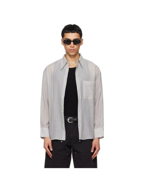 Tonywack Gray Lyocell Oversized Stripe Shirt