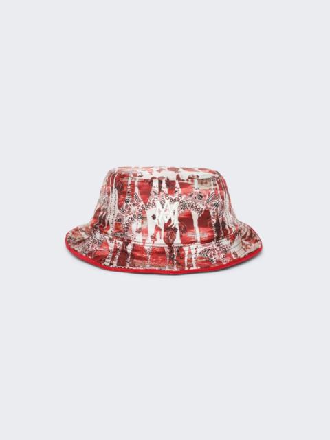 AMIRI Bandana Aloha Silk Reversible Bucket Hat Red