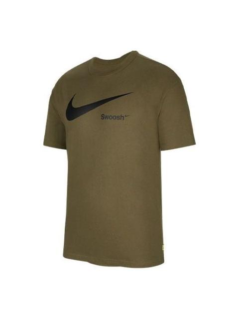 Nike Nike Logo Printing Athleisure Casual Sports Breathable Short Sleeve Olive Green DX6309-222
