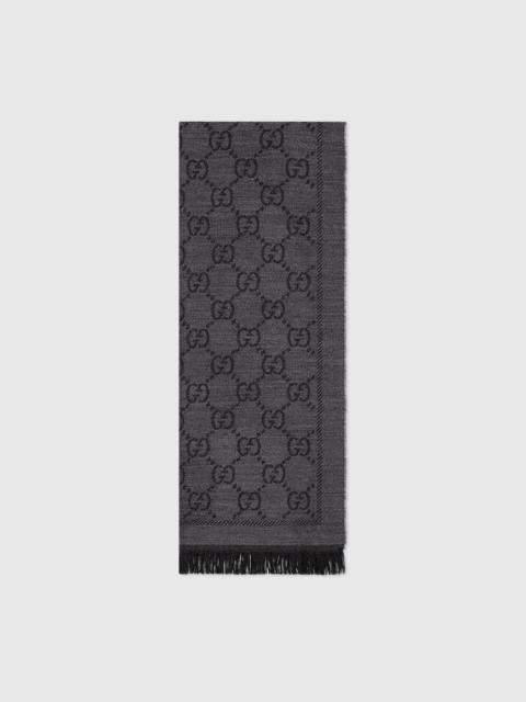 GUCCI GG jacquard pattern knitted scarf