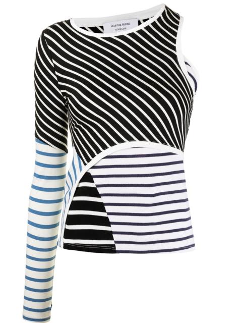 Marine Serre contrast-stripe cut-out top