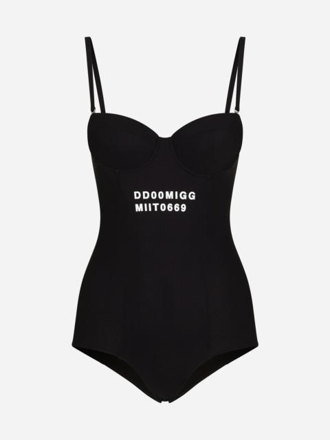 Dolce & Gabbana One-piece balconette swimsuit with DGVIB3 print