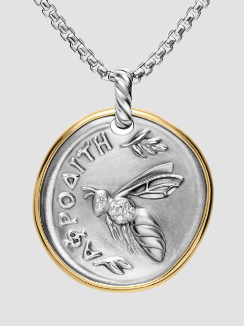 DAVID YURMAN Women's Aphrodite Medallion Amulet in Sterling Silver with 14K Yellow Gold and Diamonds, 29.5MM - Di