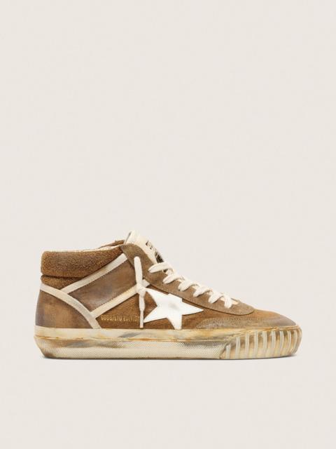 Golden Goose Women's Mid Star LAB in rust-colored suede with a white leather star