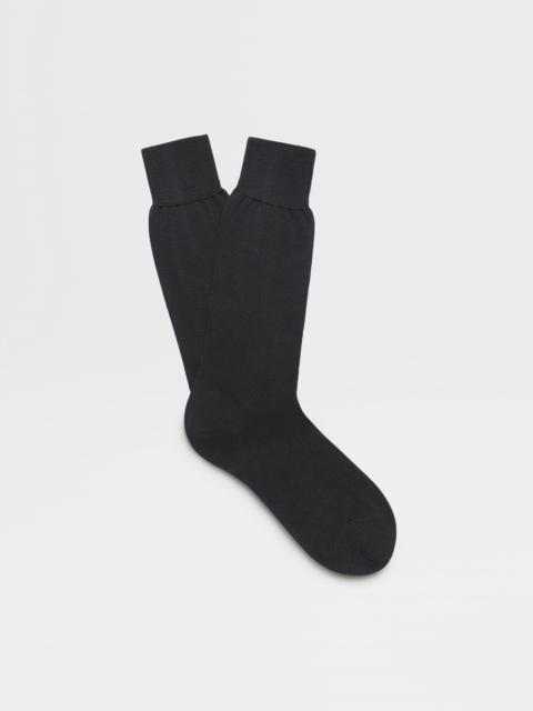 ZEGNA NAVY BLUE COTTON SOCKS