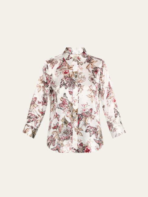 L'AGENCE Dani Silk Button-Front Blouse