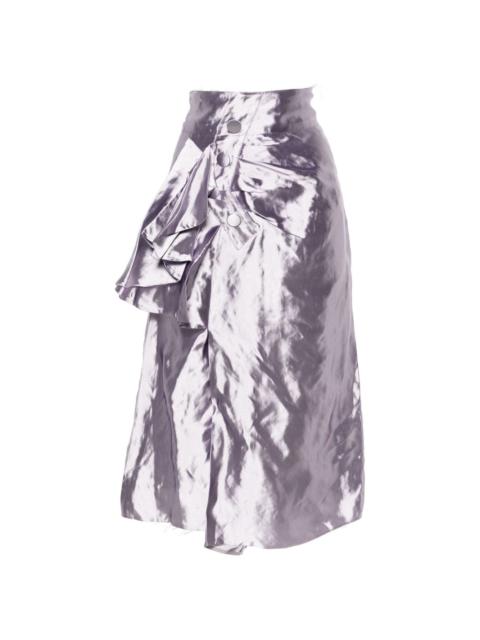 drape-detailed satin midi skirt
