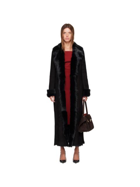 NOUR HAMMOUR Black Joni Shearling Coat