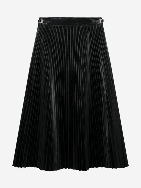 The Kooples BLACK LEATHER-EFFECT PLEATED LONG SKIRT