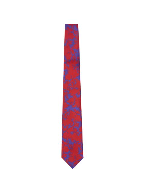 Dries Van Noten Red & Purple Printed Silk Tie
