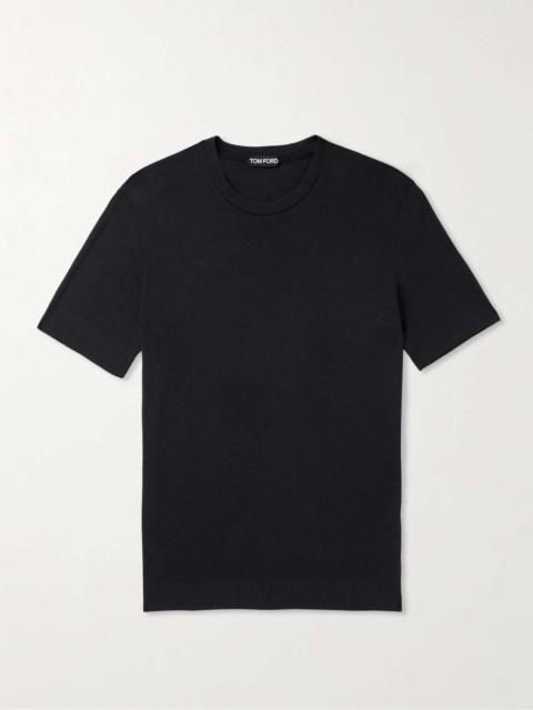 Placed Rib Slim-Fit Lyocell and Cotton-Blend Jersey T-Shirt