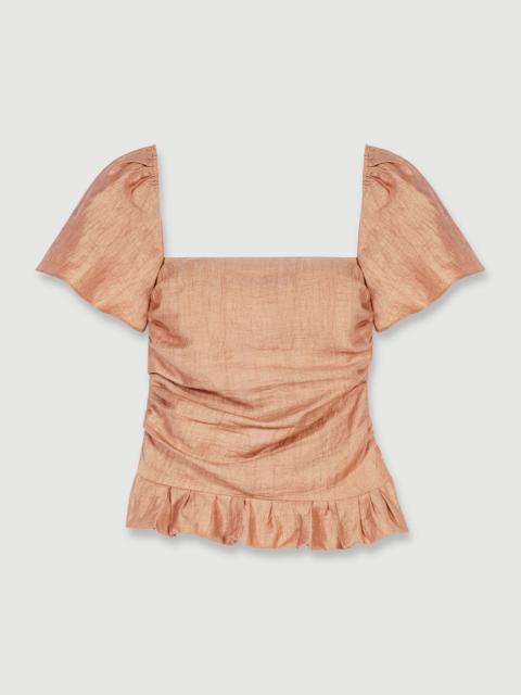 maje Ruffled linen top
