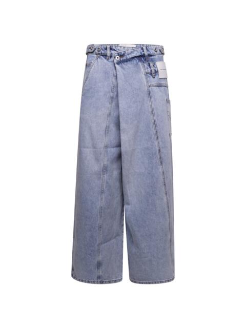 FENG CHEN WANG Asymmetric Wide Leg Jeans in Blue