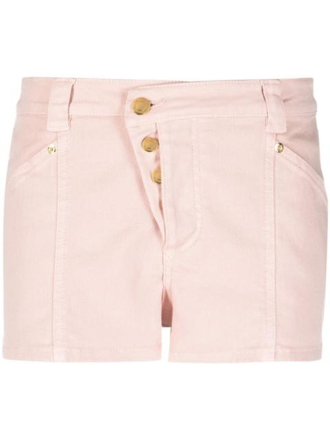 button-fastening denim shorts