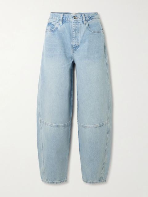 FRAME The Twisted paneled high-rise straight-leg jeans Light denim