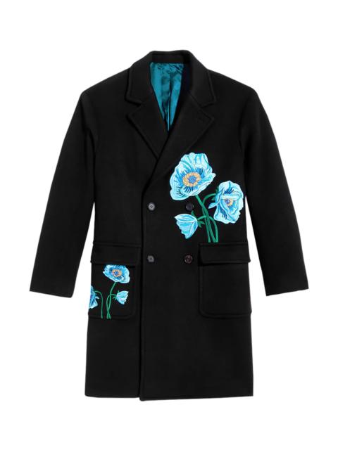 AWAKE NY Floral Embroidered Fleece Overcoat "Black" AWK FW22 OT007 BLK