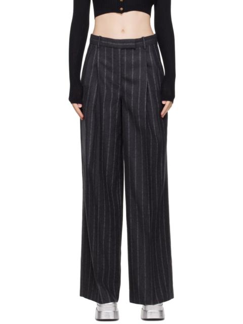 VERSACE logo-pinstripe trousers