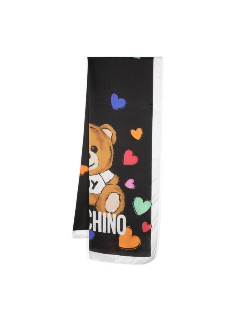 Moschino teddy bear-print silk scarf