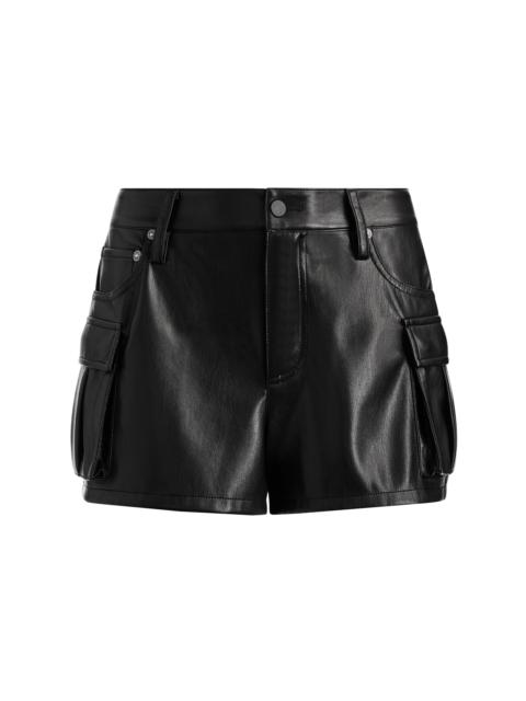 Alice + Olivia CAY LOW RISE VEGAN LEATHER CARGO SHORT