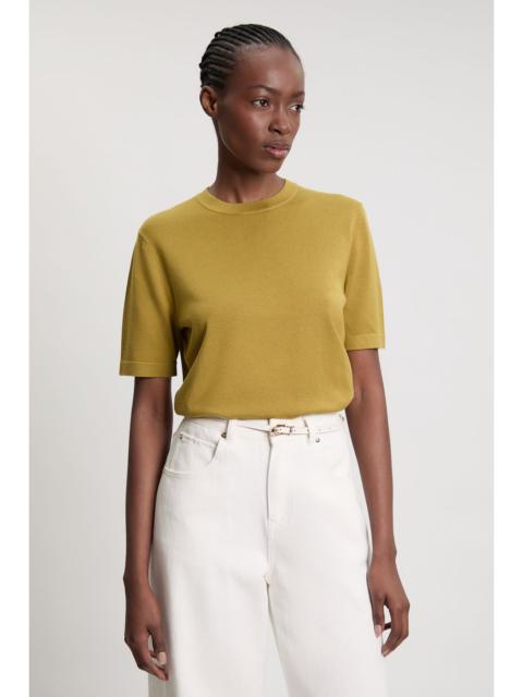 KAREN MILLEN Viscose Blend Knit Crew Neck Short Sleeve Top