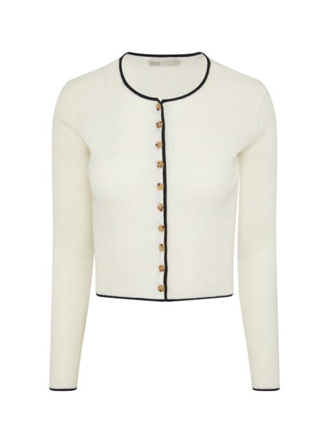 onia Linen Rib Cardigan black/white
