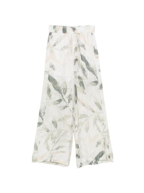 PESERICO leaf-print elasticated trousers