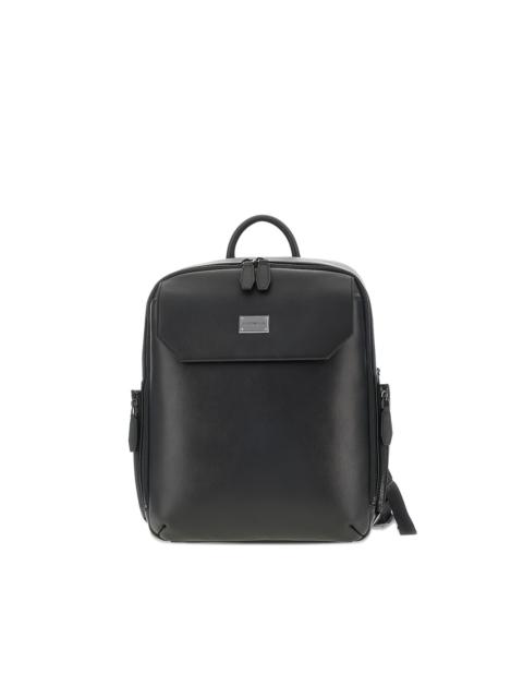 EMPORIO ARMANI flap leather backpack