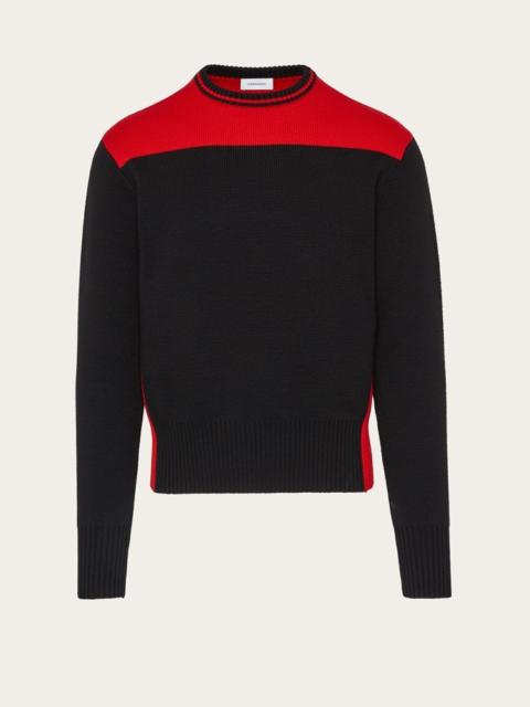 FERRAGAMO COLOR BLOCK ROUND NECK SWEATER