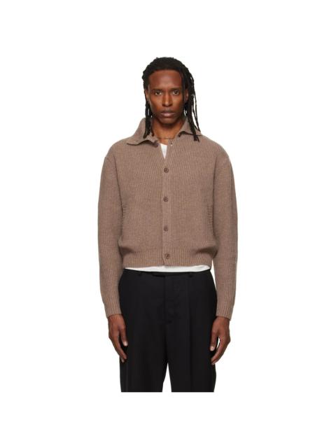 Tonywack Beige High Neck Merino Wool Cardigan
