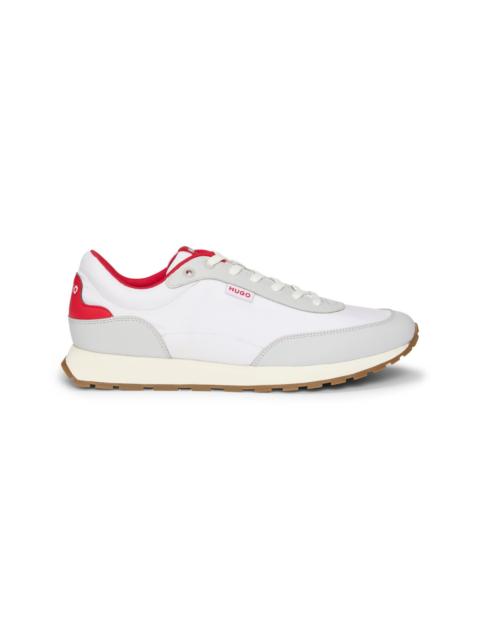 HUGO MIXED-MATERIAL TRAINERS WITH LOGO FLAG