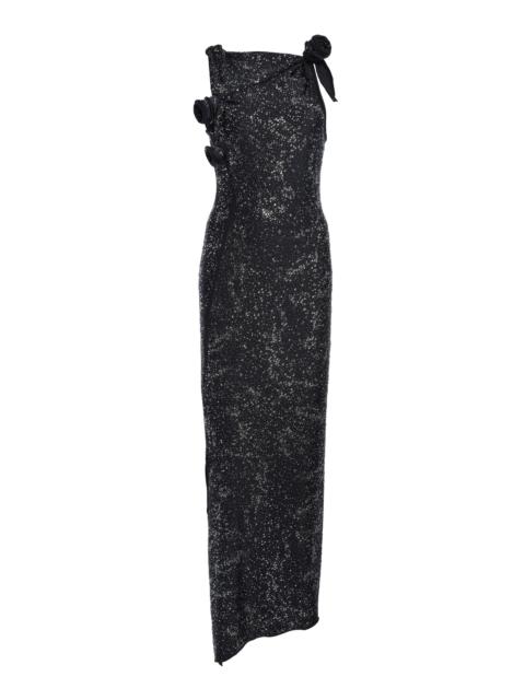 COPERNI Crystal-Embellished Asymmetric Flower Gown black