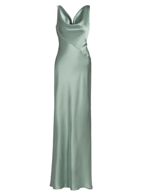 AMSALE Women's Satin Cowlneck Gown - Jade