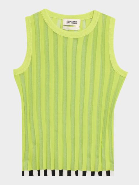 CHRISTOPHER JOHN ROGERS Pleated Knit Shell Top