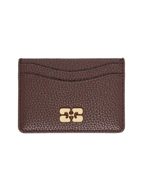 GANNI Brown Grained Card Holder