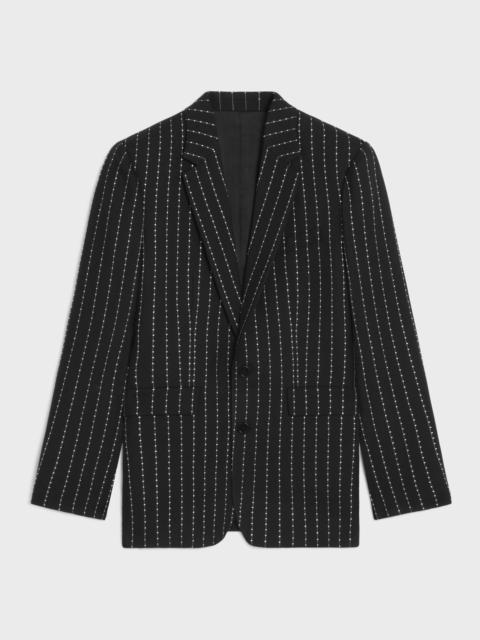 embroidered classic jacket in striped wool
