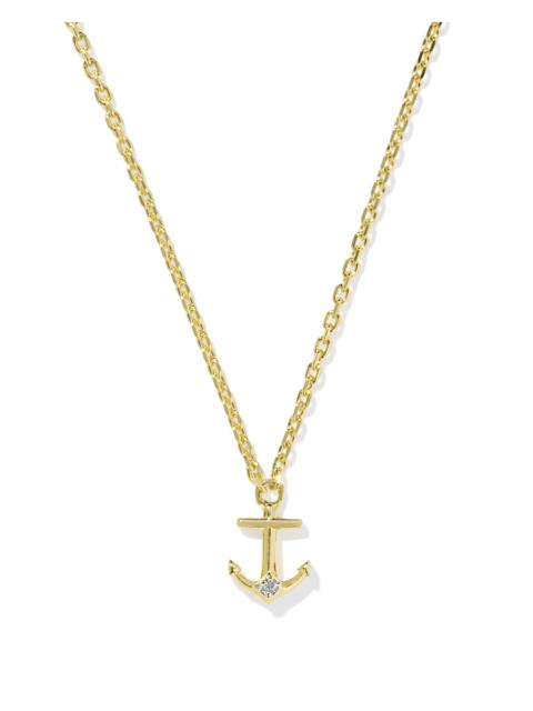 KENDRA SCOTT Tiny Anchor 18k Gold Vermeil Pendant Necklace in White Topaz